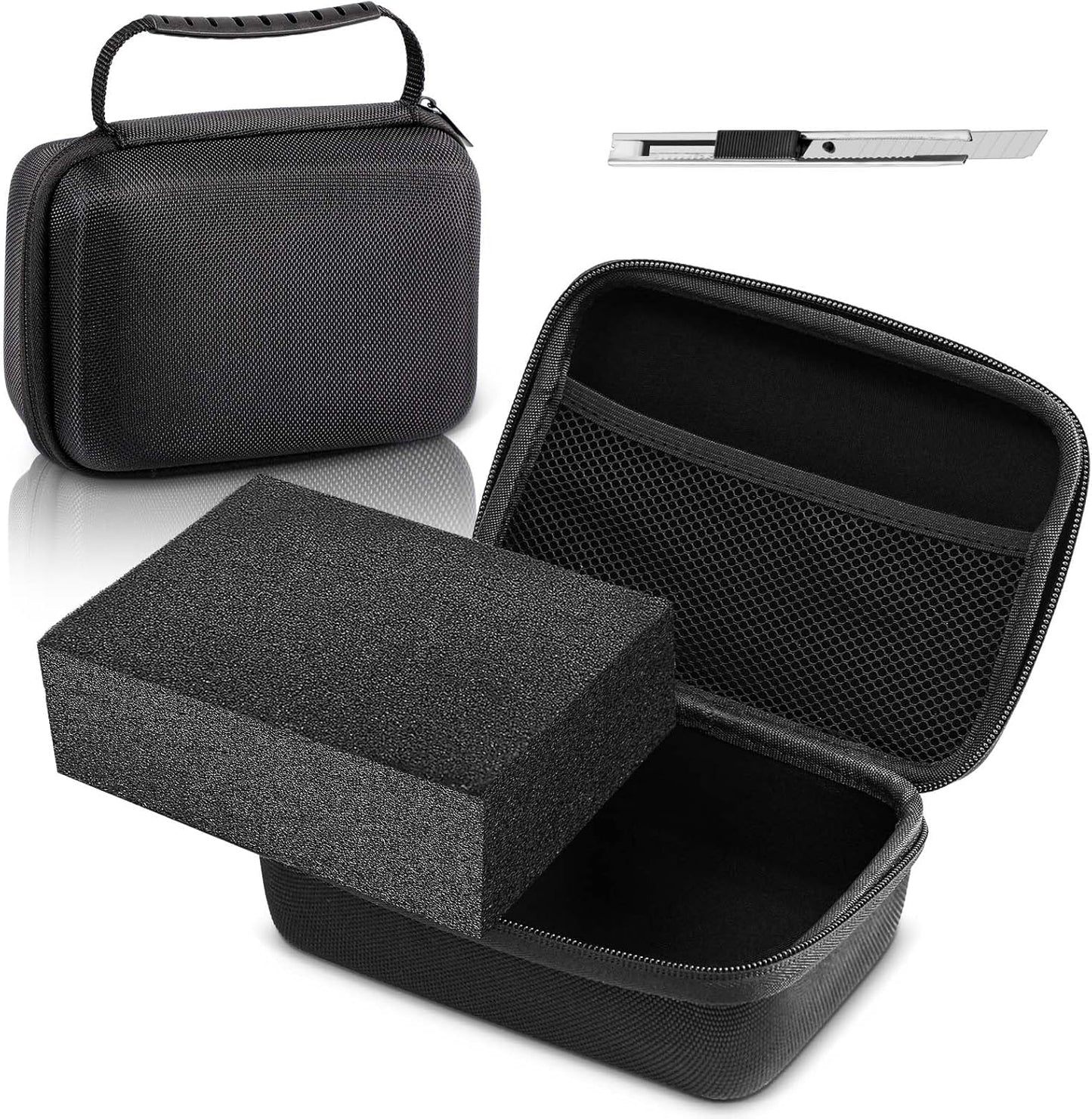 EVA Hard Case with Customizable Foam Protective EVA Carrying Case Shockproof Outdoor for Camera, Digital Products, Electronic Instruments with Knife(Black,11 x 7.8 x 4.3 Inch)