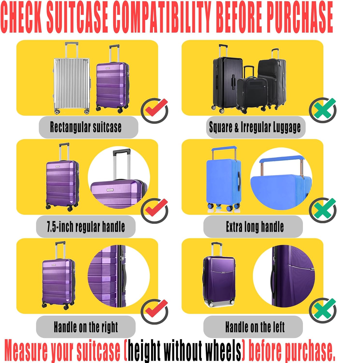 Suitcase Covers for Luggage – TSA Approved Clear PVC Luggage Protector Cover, Thick Transparent Waterproof Sleeve with Large Hook and Loop Closure, Fits 30" Wheeled Suitcases