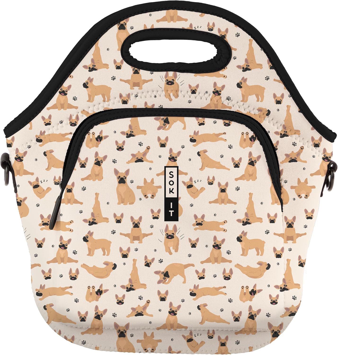 Sok It LunchTote Zippered Bag Insulated Neoprene Caddy (Pardon My Frenchie, X-Large 6.5 Quart Lunch Tote)