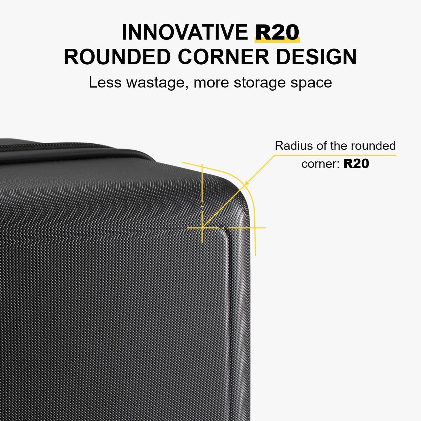 LEVEL8 Carry on Luggage Airline Approved, Small Carry-on Suitcases with Wheels, Lightweight Hardside Luminous Textured with Spinner Wheel, Tsa Lock, 18 Inch, Black