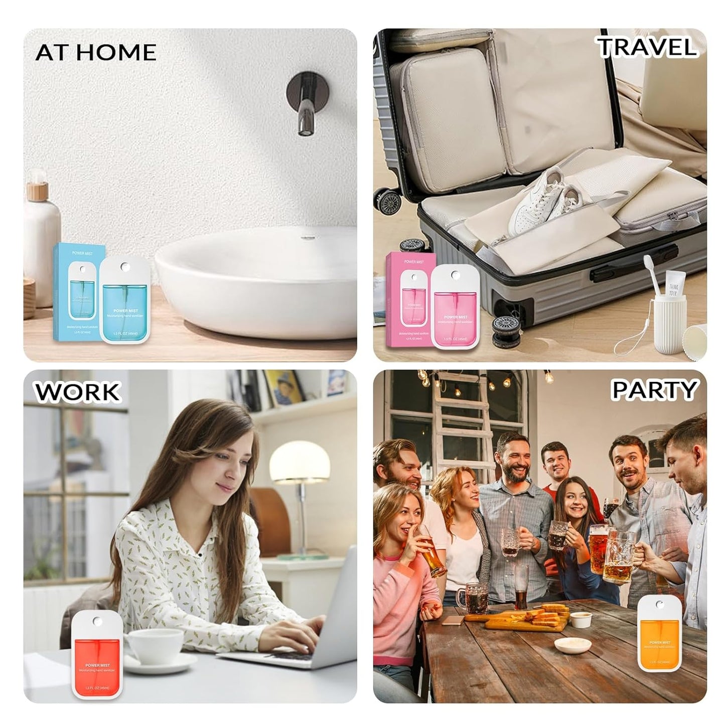 Power Mist Hydrating Hand Sanitizer Spray, Portable Travel-Size Hand Sanitizer Spray, 500-Sprays Each，Suitable for Both Adults and Children (Citrus)