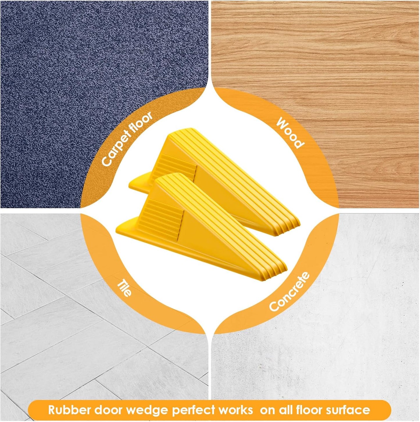Frienda 12 Pcs Jumbo Door Stoppers Heavy Duty Door Stopper Tall up to 2inch Tall Wedge TPR Large Wedge Stackable Big Rubber Doorstop for Hotel Carpet Hardwood Concrete and Tile (Yellow)