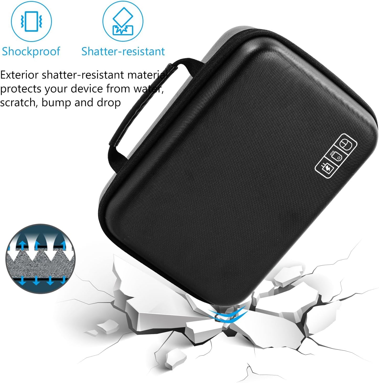 ProCase Hard Travel Electronic Organizer Case for MacBook Power Adapter Chargers Cables Power Bank Apple Magic Mouse Apple Pencil USB Flash Disk SD Card Small Portable Accessories Bag