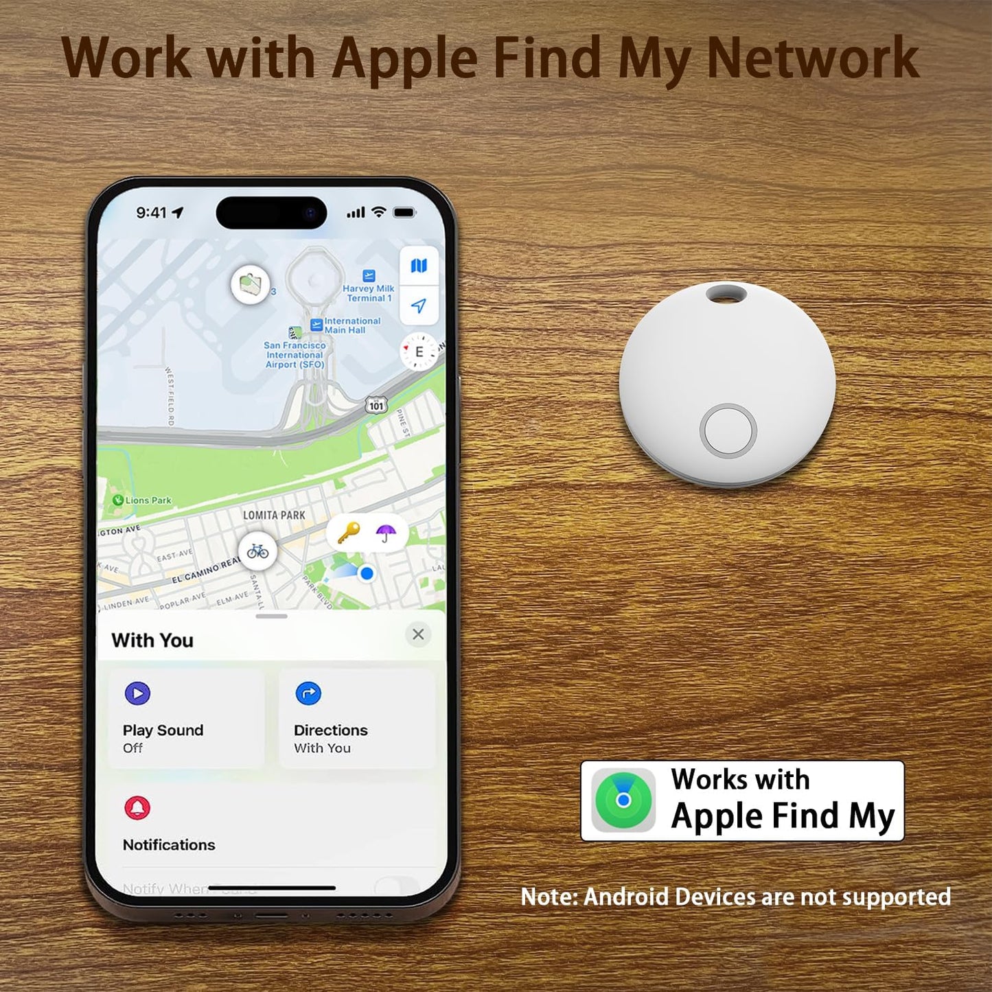 Air Tracker Tags-4 Pack [Apple MFi Certified] (iOS Only), Smart Bluetooth Tracker, Compatible with Apple Find My, Item Locator for Keys, Luggage, Wallet, Suitcase, Bags, IP67 Waterproof
