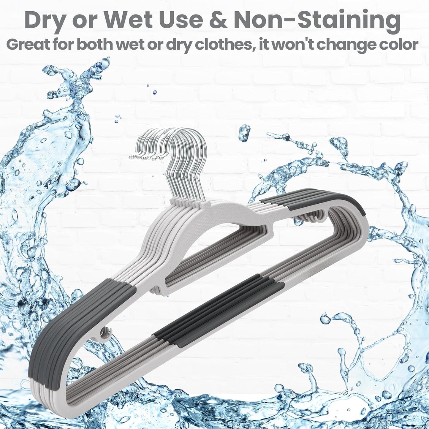Plastic Hangers 30 Pack, Slim Hangers Non Slip for Closet, Non-staining Space Saving Hanger, 17.1 inches Coat Hanger Heavy Duty Hanging Dry Wet Clothes, Gray