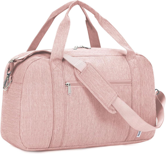 Narwey Carry on Bag 22x14x9 Airlines Approved, Carry on Duffle Bag for Airplane with Wet Pocket, Travel Duffel Bag Luggage Bag Weekender Overnight for Women Men (Pink)
