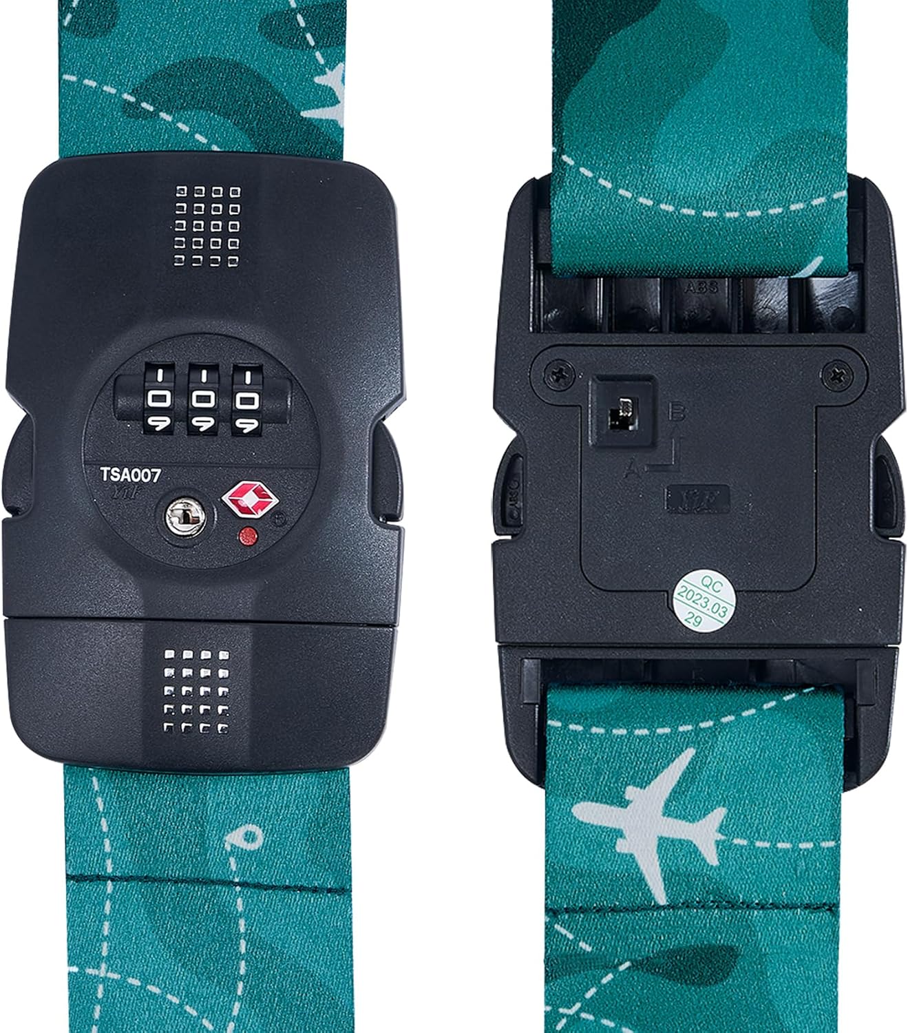 Travelkin Luggage Straps TSA Approved - Adjustable Cross Suitcase Straps with TSA Lock, Reinforced Buckle, Unique Pattern - Secure Heavy Duty Luggage Straps for Travel (Air Line Blue)