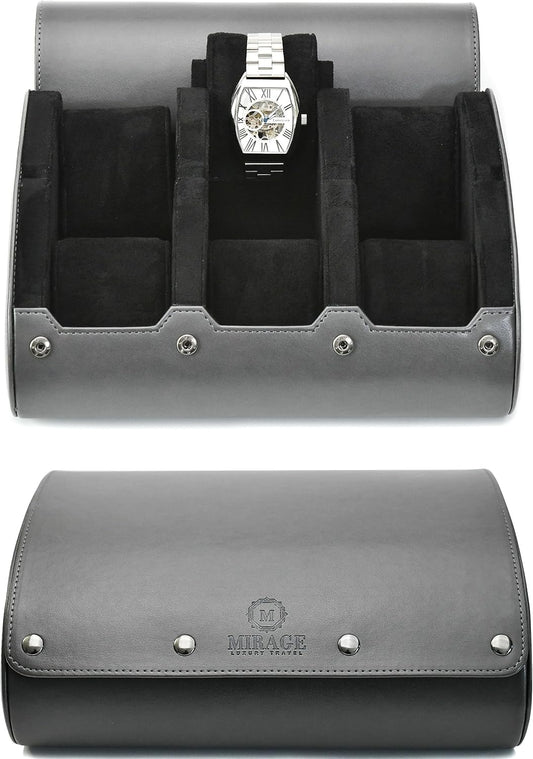 Watch cases for men 6 slot travel case organizer - Slate Grey