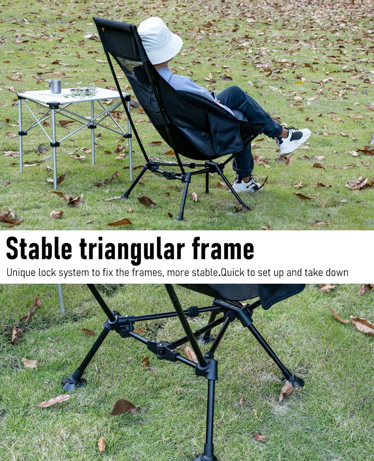 iClimb Ultralight Compact Camping Folding Beach Chair with Anti-Sinking Large Feet