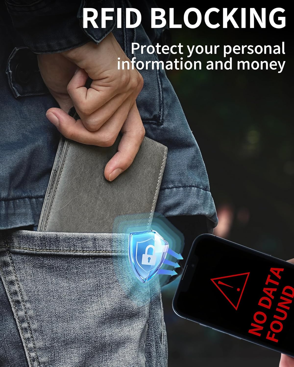Mens Wallet Bifold Genuine Leather RFID Blocking Wallet for Men with 1 ID Windows 13 Card Holders 2 cash pockets 1 Gift Box