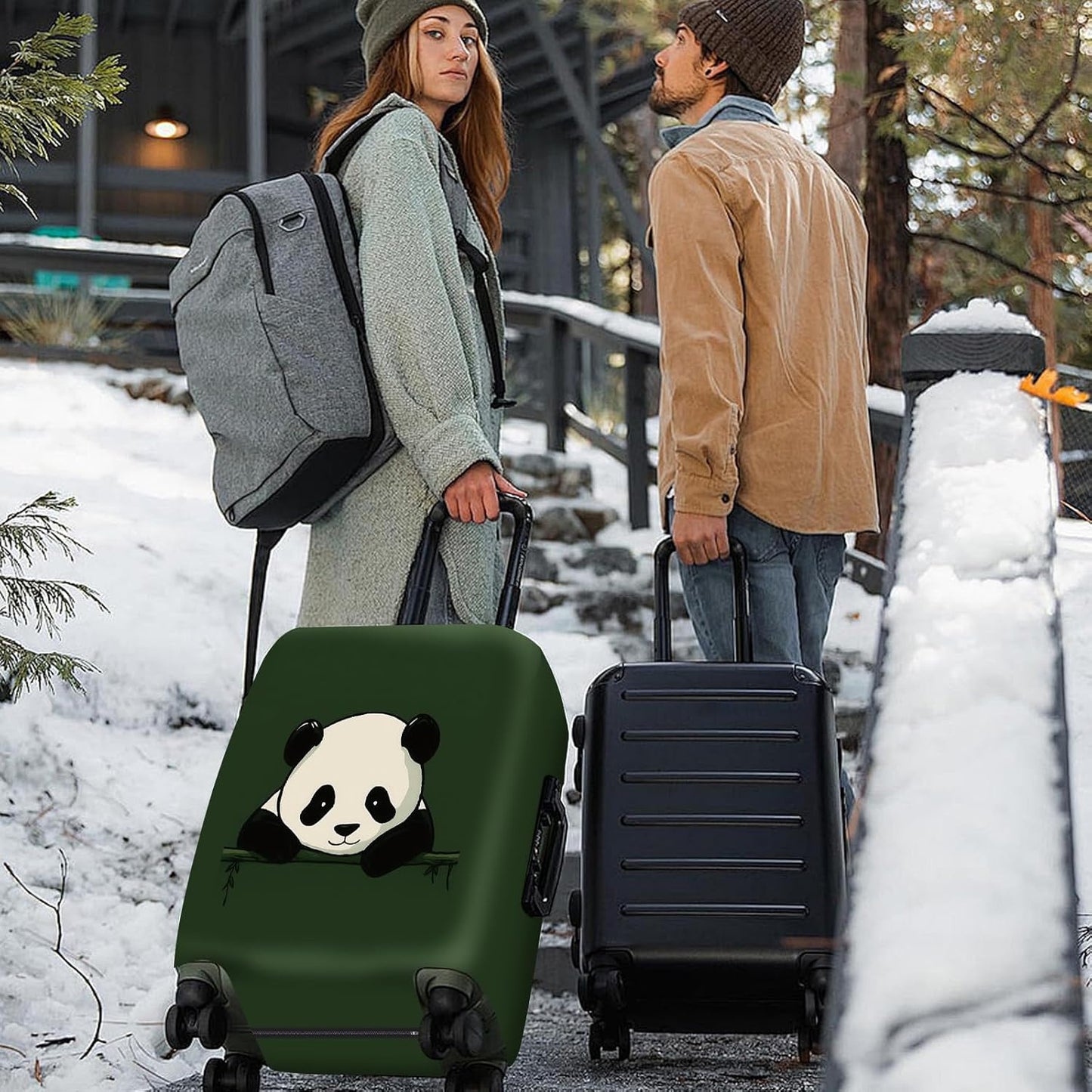 ANNA QUEEN Panda Luggage Cover, Cute Panda Design Suitcase Protector, Stretchable Washable Travel Sleeve for 28-30 Inch Luggage