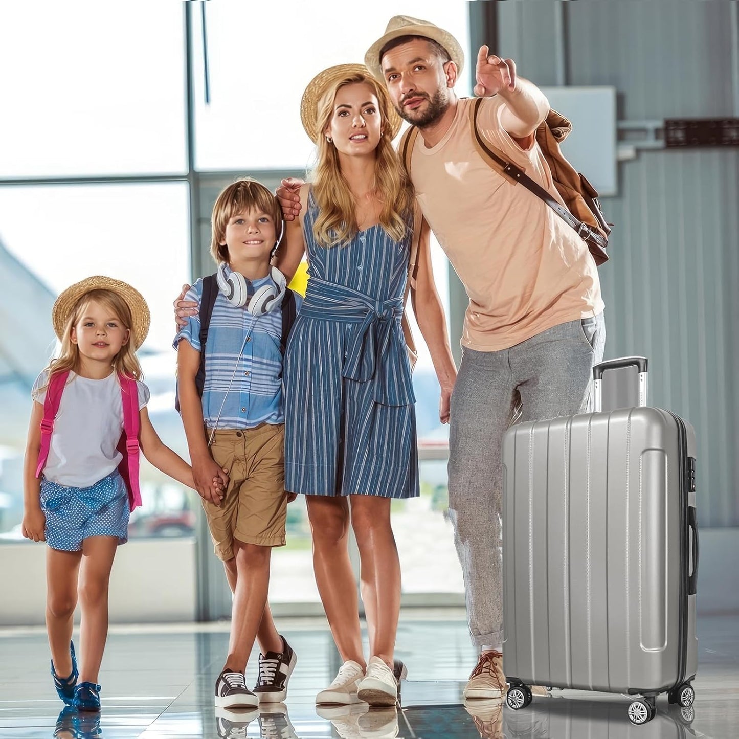 FOCHIER F Luggage Sets, Expandable 3 piece Hard Shell Luggage Set with TSA Lock, PC+ABS Hardside Travel Suitcase with Wheels for Women Men 20 24 28 Inch (Grey)