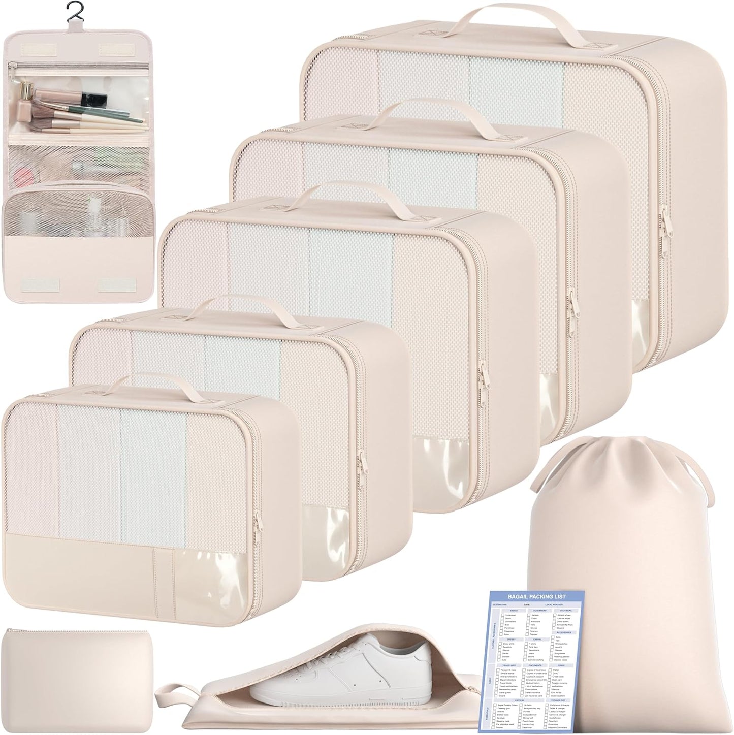 BAGAIL 9 Set Packing Cubes Luggage Packing Organizers for Travel Accessories