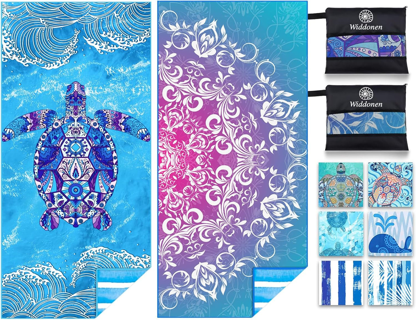2 Pack Microfiber Lightweight Beach Towel Sand Free Quick Dry Absorbent Thin Compact Towels for Swimming Pool Camping Beach Accessories Large Easy Pack Travel Things for Vacation Essentials Gift