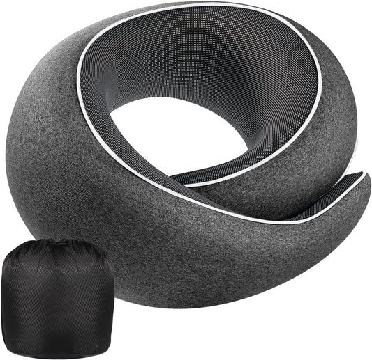 Neck Pillow Airplane,100% Pure Memory FoamTravel Neck Pillow Travel Neck Support Ergonomic &Portable Design Best for Sleeping Plane Car Train Office Flight (Small Black)