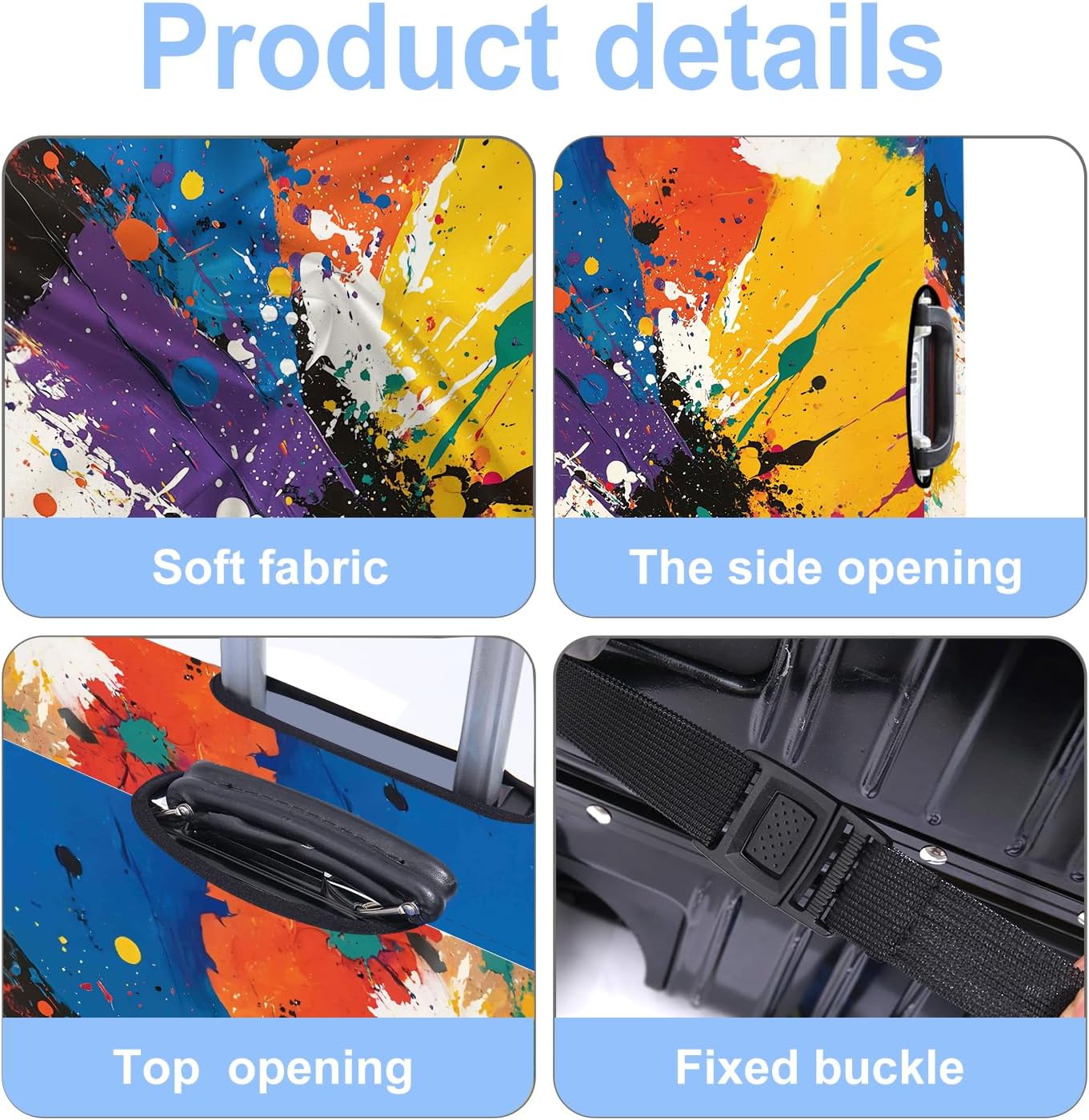 Luggage Cover Washable Suitcase Protector Anti-scratch Suitcase cover Fits 20-34 Inch Luggage (Watercolor, L(28-30inch suitcase))