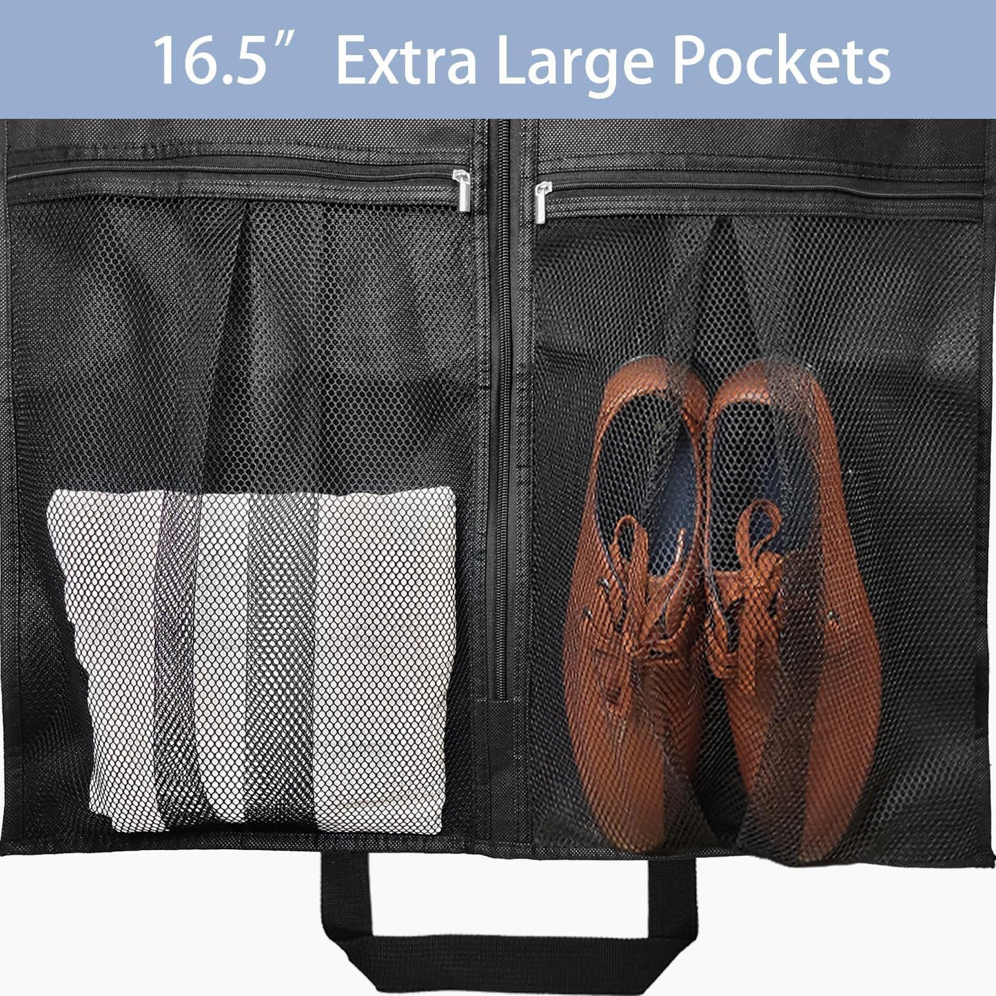 8" Gusseted Heavy Duty Garment Bags for Travel 43"" Suit Bags for Closet Storage Hanging Clothes Bag with Pockets Mens Suit Holder for Shirts, Coats, Dresses, 3 Pack