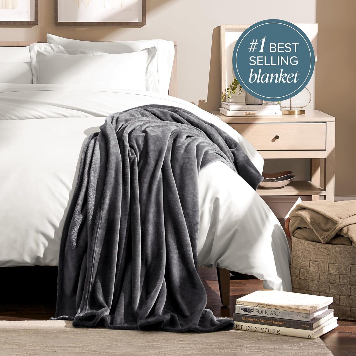 Bare Home Fleece Blanket - Twin/Twin Extra Long - Ultra-Soft Lightweight for Bed, Sofa, and Couch - Luxury Microplush - Cozy Warm Blanket (Twin/Twin XL, Forged Iron Grey)