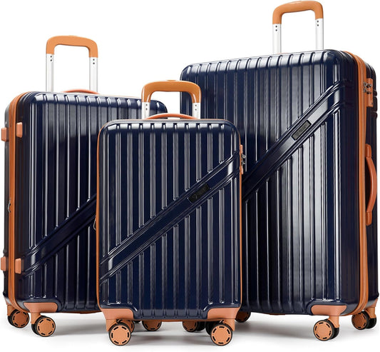 GinzaTravel Luggage Sets 3-Piece Expandable Suitcases with Wheels PC+ABS Durable Hardside Luggage sets TSA lock