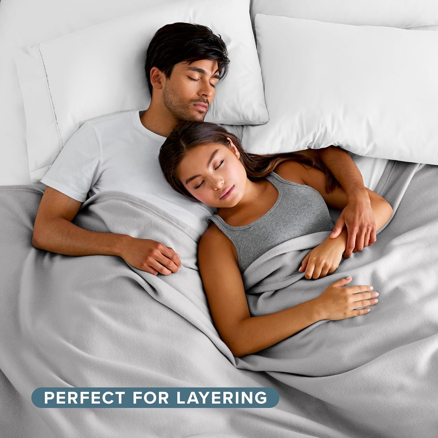 Bare Home Polar Fleece Blanket - Full/Queen - Warm & Cozy - Premium Fleece - Throw for Bed, Sofa, Camping, Travel and Cold Nights - Lightweight Blanket (Full/Queen, Light Grey)