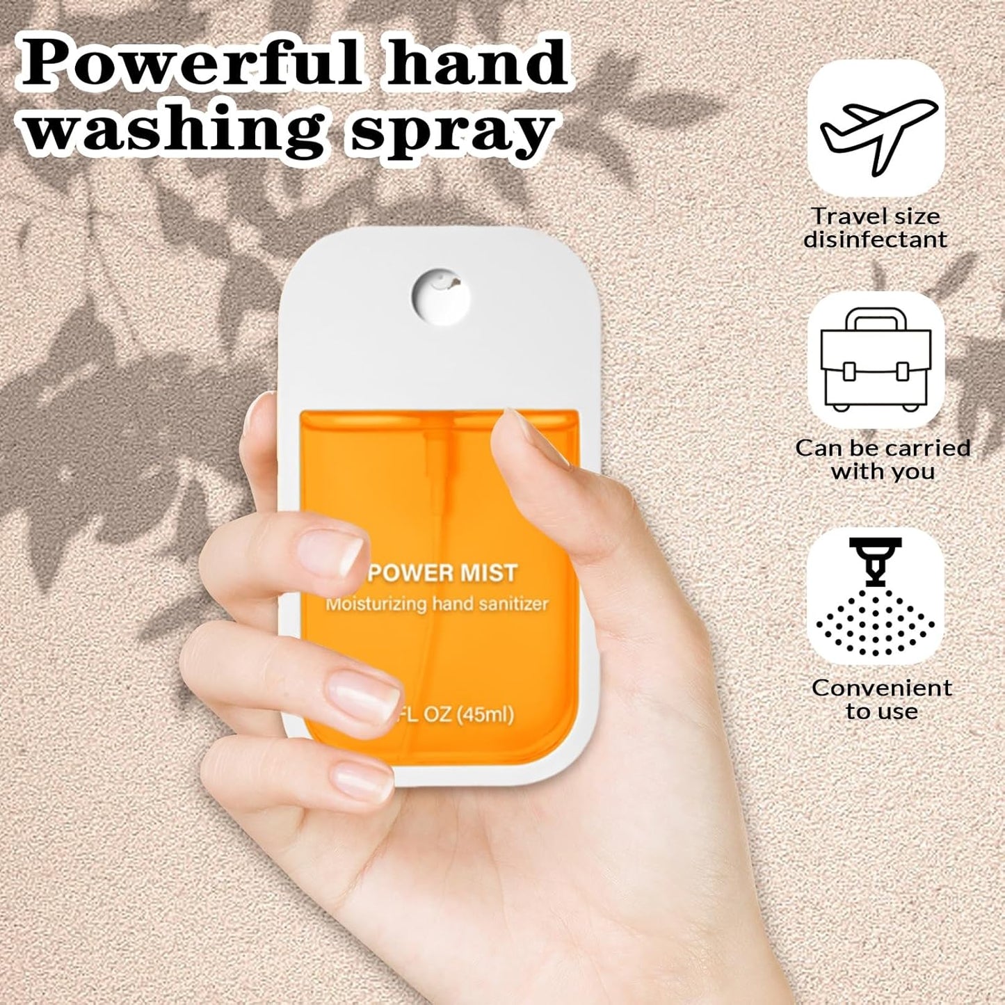 Power Mist Hydrating Hand Sanitizer Spray, Portable Travel-Size Hand Sanitizer Spray, 500-Sprays Each，Suitable for Both Adults and Children (Vanilla)