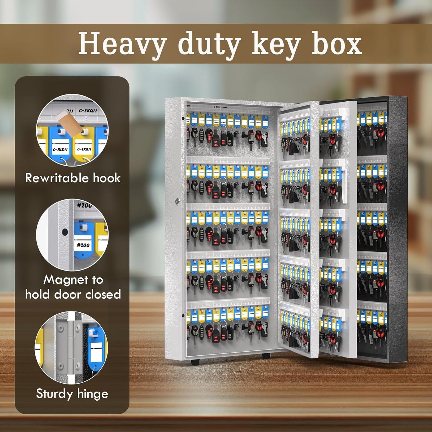 WeHere 360 Lock Box Wall Mount, APP Bluetooth/OTP/Wi-Fi/Fixed Code/Key Unlock, Smart Cabinet With Tag, Organizer Holder, Management Directory for Office, Valet, Realtor, Hotel