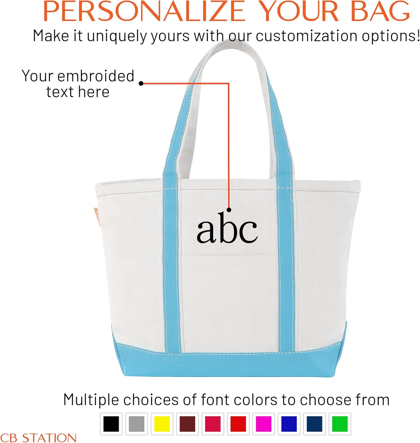 CB STATION Medium Classic Canvas Tote Bag for Women, Top Zipper Closure, Outer Pocket, Daily Essentials, Groceries, Traveling