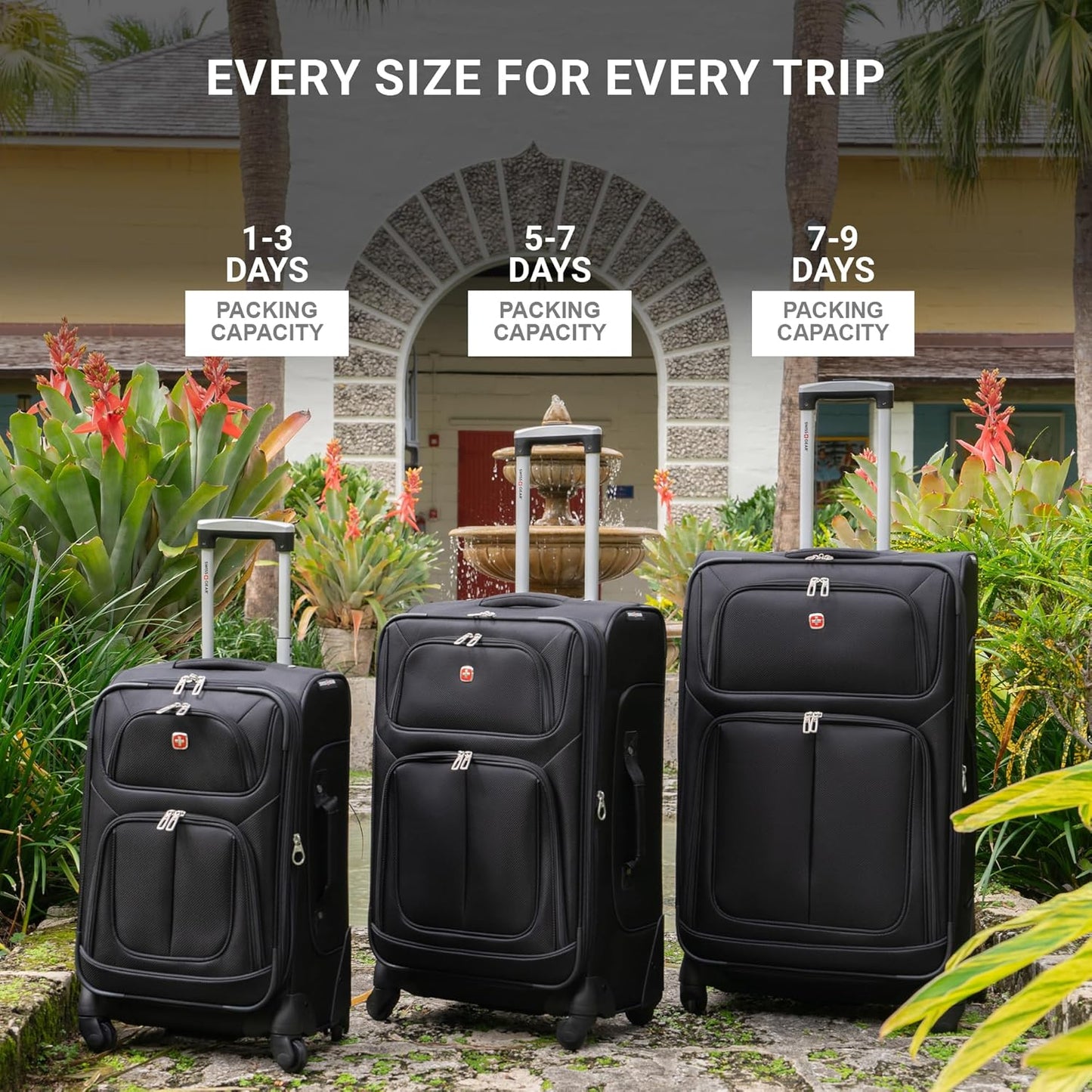SwissGear Sion Softside Expandable Luggage – Large Checked Suitcase with 360 Degree Wheels & Retractable Handle – 29 Inch, Perfect for 7-9 Night Trips – Merlot