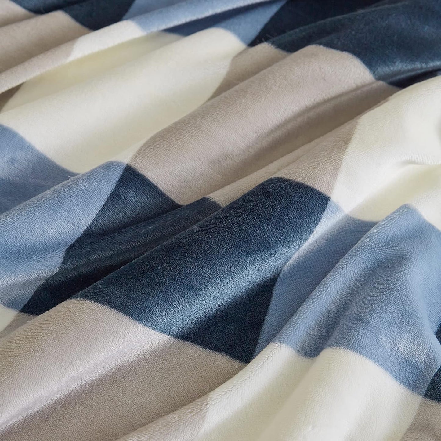 PU MEI Sherpa Fleece Throw Blanket 80" x 90" Full/Queen Reversible Plush Fluffy Extra Large Big Blanket Lattice Flannel Blankets for Sofa Couch Bed (Grey-Soft Blue, 80"*90")