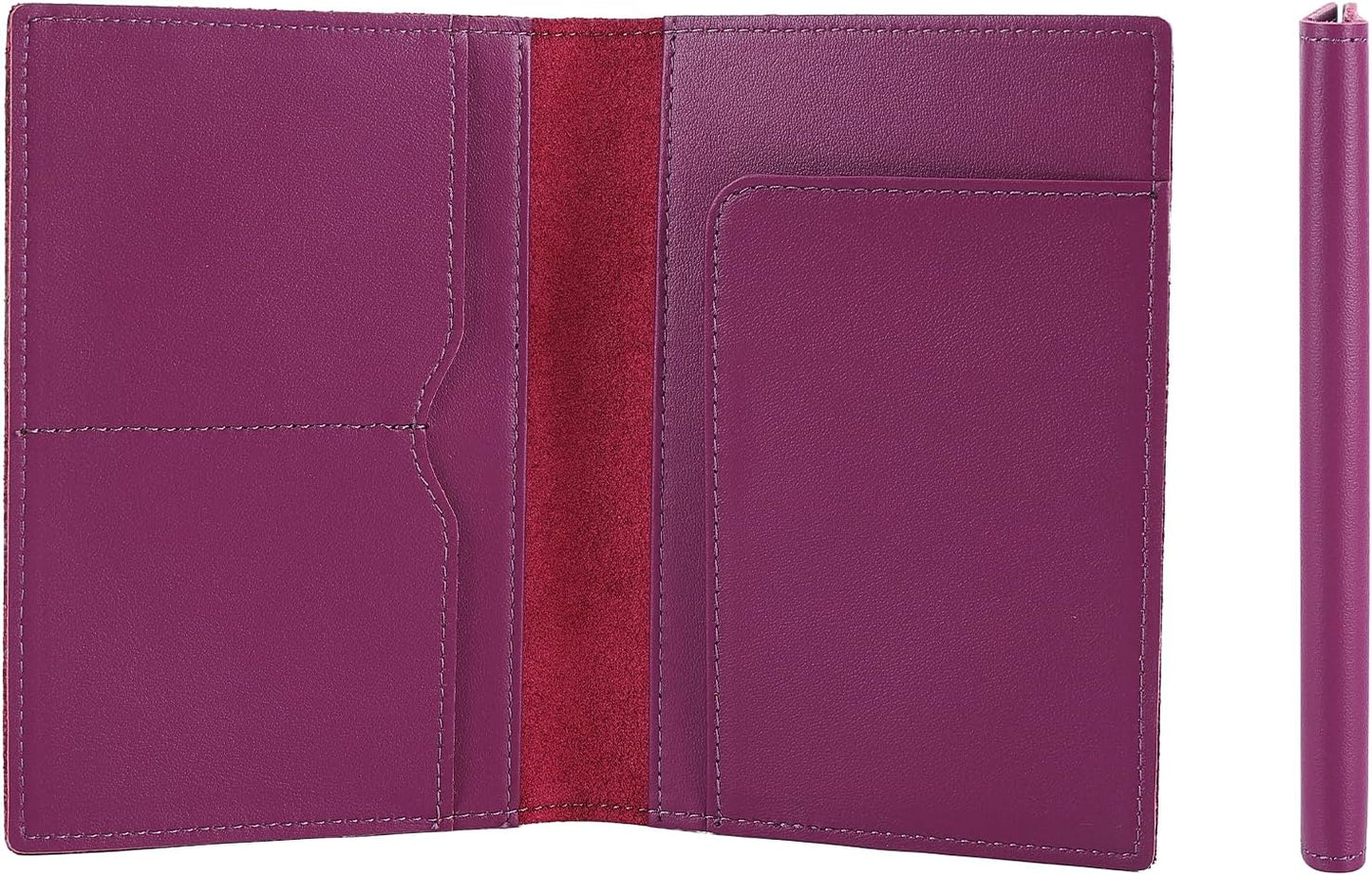 STAR VISTA Albatross Leather Travel Passport Holder, Minimalist Design, Calfskin Leather Case for Women and Men - Slim Passport Wallet, Bifold, RFID Blocking, Violet
