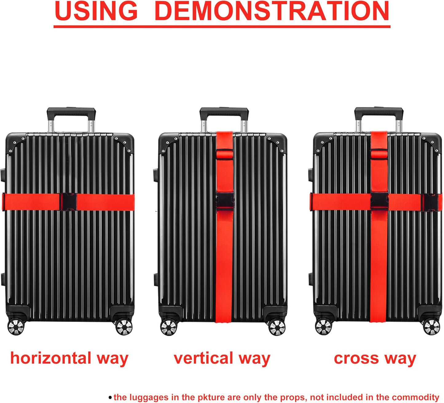 Luggage Straps for Suitcases TSA Approved Travel Belt 4 Pack by Chelmon (Red)