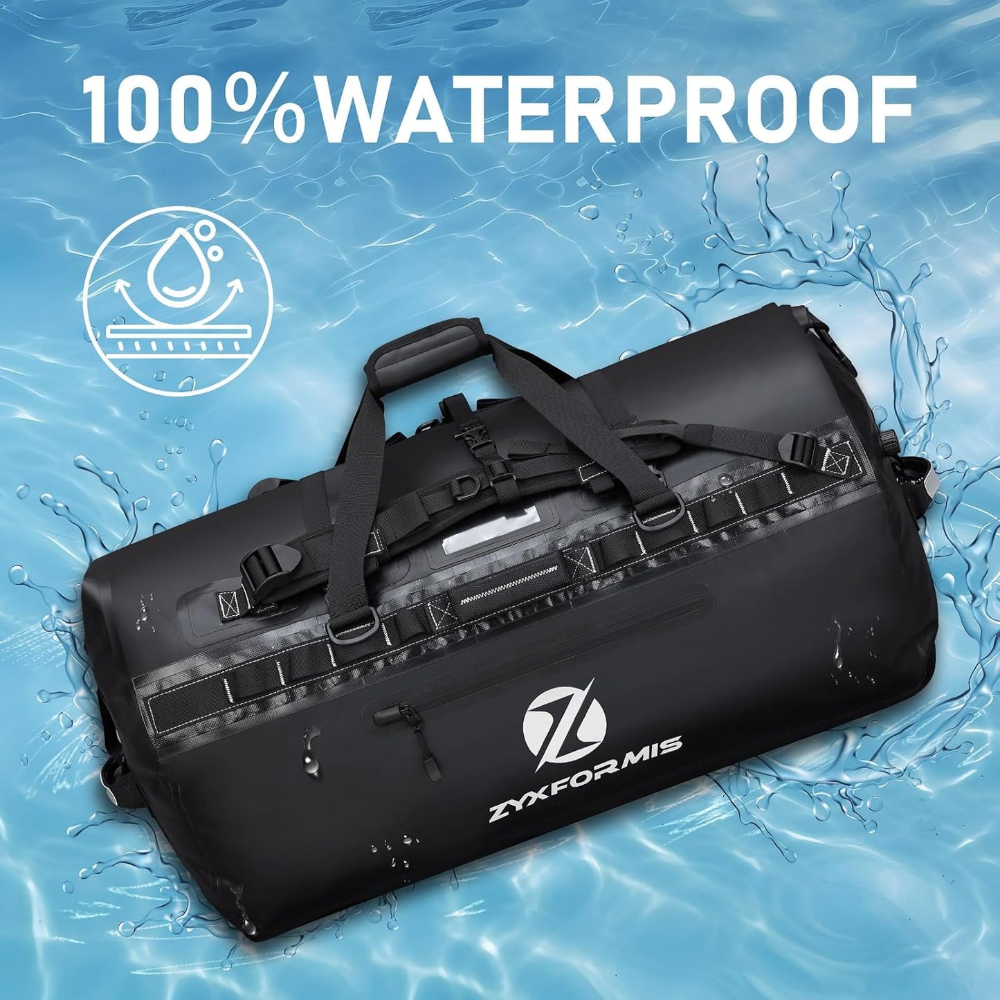 Waterproof Duffel Bag, Large Waterproof Duffel Backpack for Beach Vacation, Marine Dry Bags for Adventures, Heavy Duty Duffle Bag for Kayaking Boating Hiking Camping, 65L/110L/160L Sizes