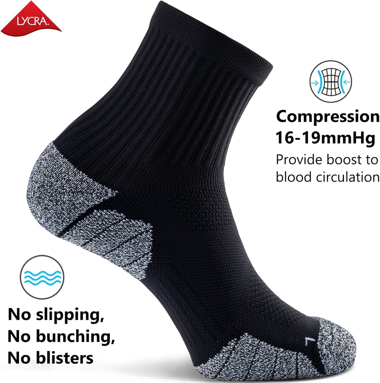 CWVLC Cushioned Compression Sport Quarter Socks for Men Women Youth