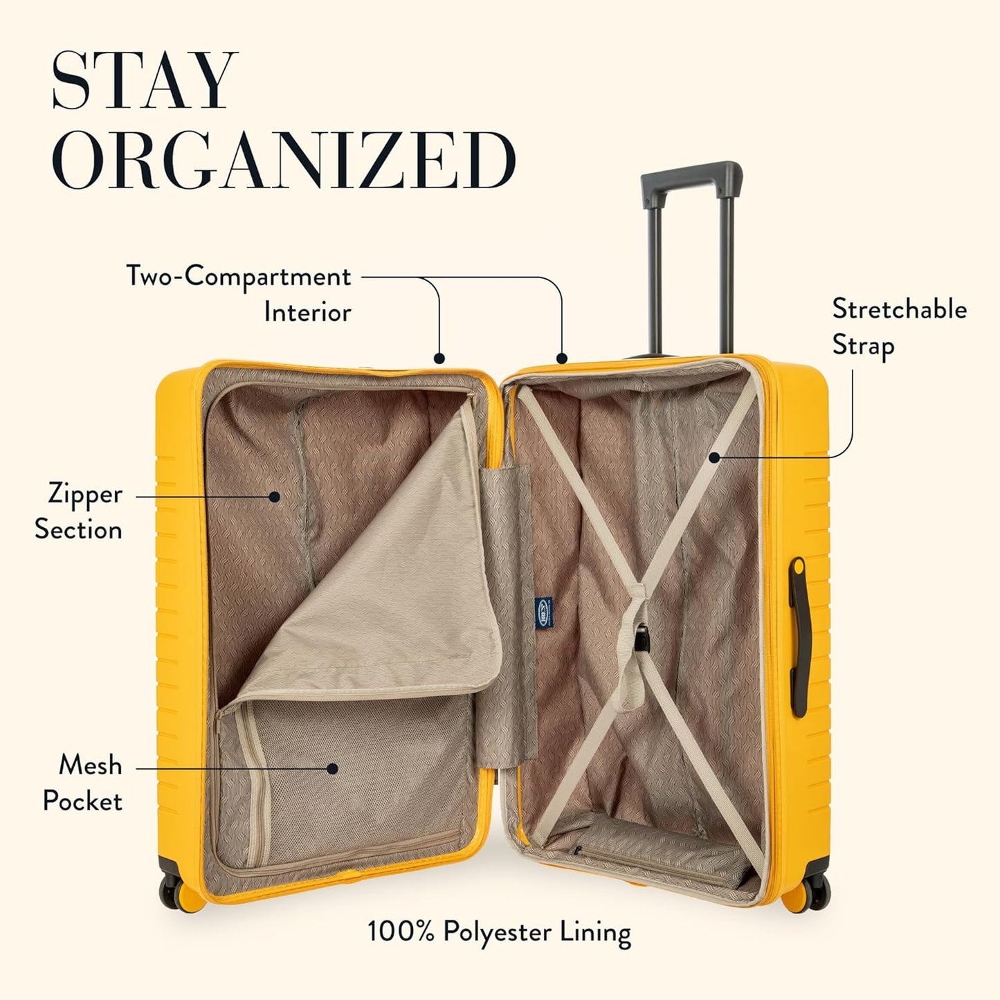 Bric's B|Y Ulisse Spinner Suitcase, Expandable Hard Shell Luggage with TSA Lock and Smooth 360° Wheels 28" – Mango