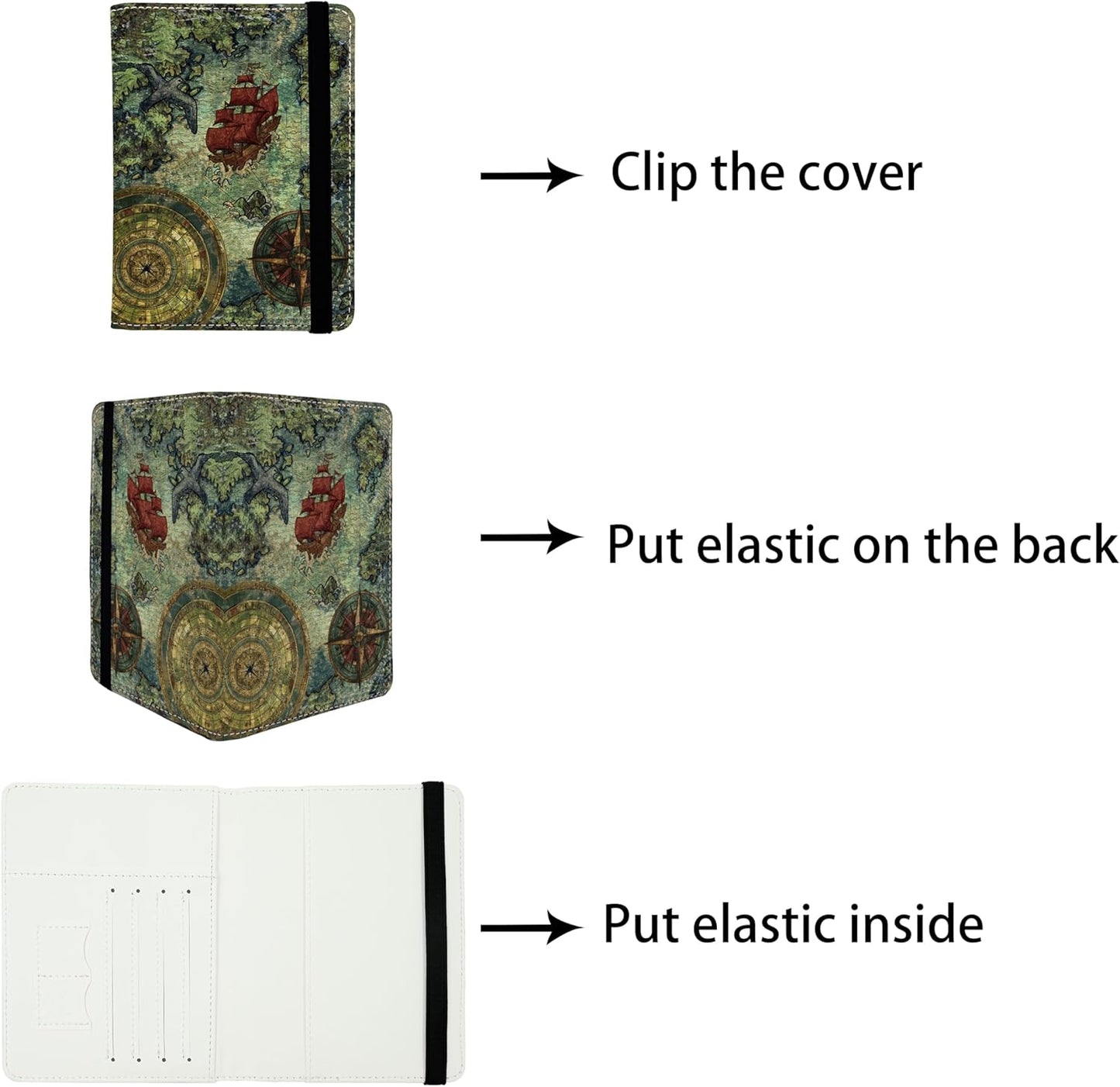 Old Pirate Map Passport Holder for Women and Men PU Leather Passport Cover for Travel