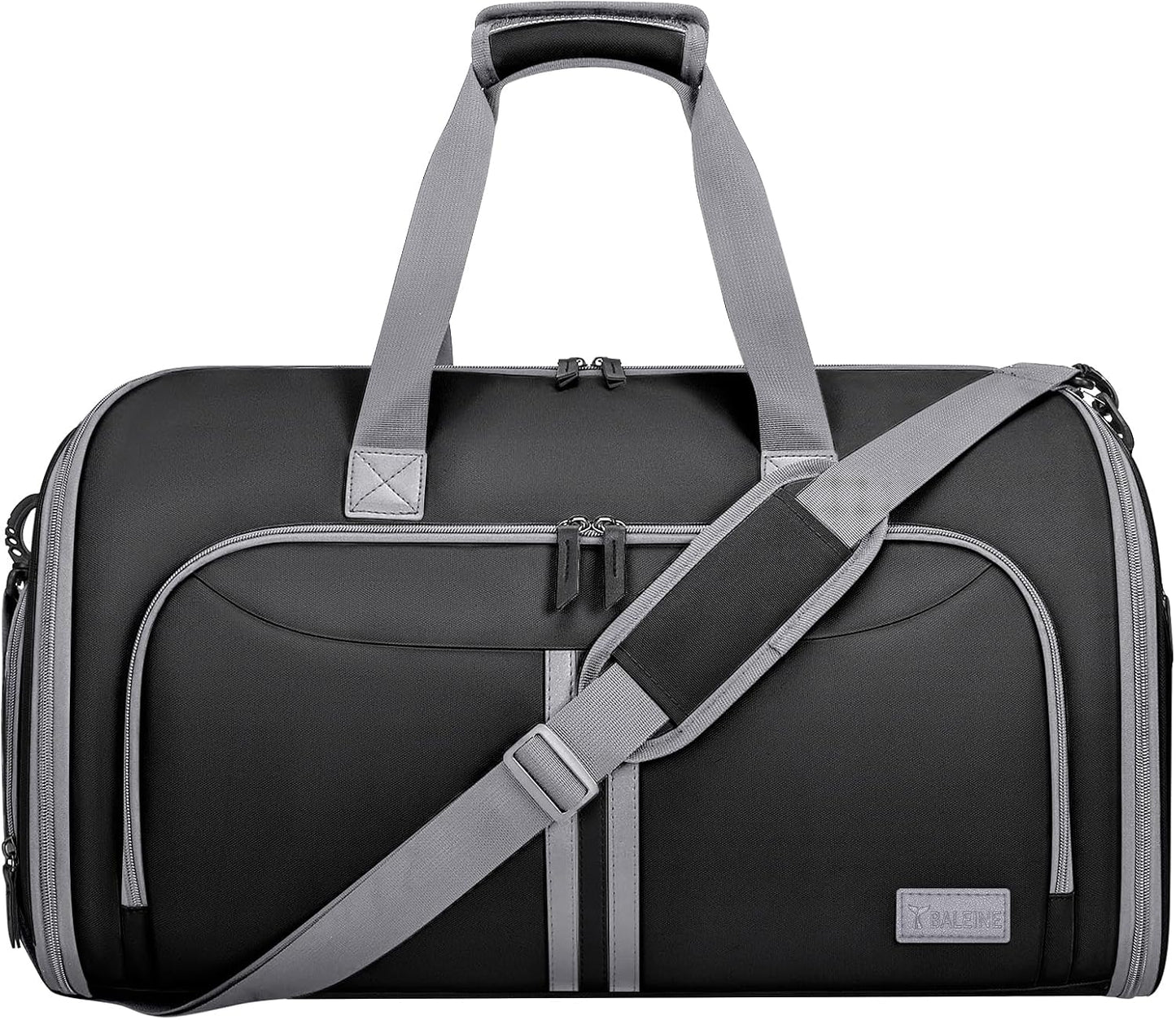 BALEINE Convertible Garment Bag with Shoe Compartment, 2 in 1 Carry on Garment Duffle Bags for Travel, Suit Bag for Men Women (Black)