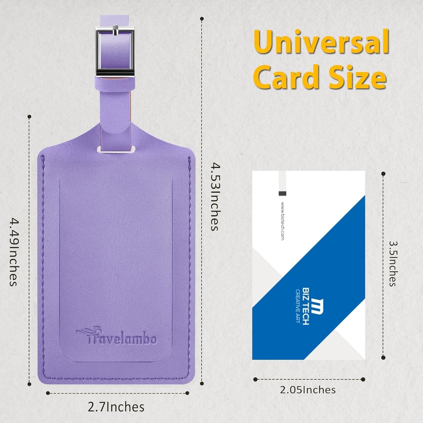 Travelambo Luggage Tags for Suitcases Faux Leather Privacy Protection 6 Pack Bag Tags Travel Accessories Essential, Classic Purple