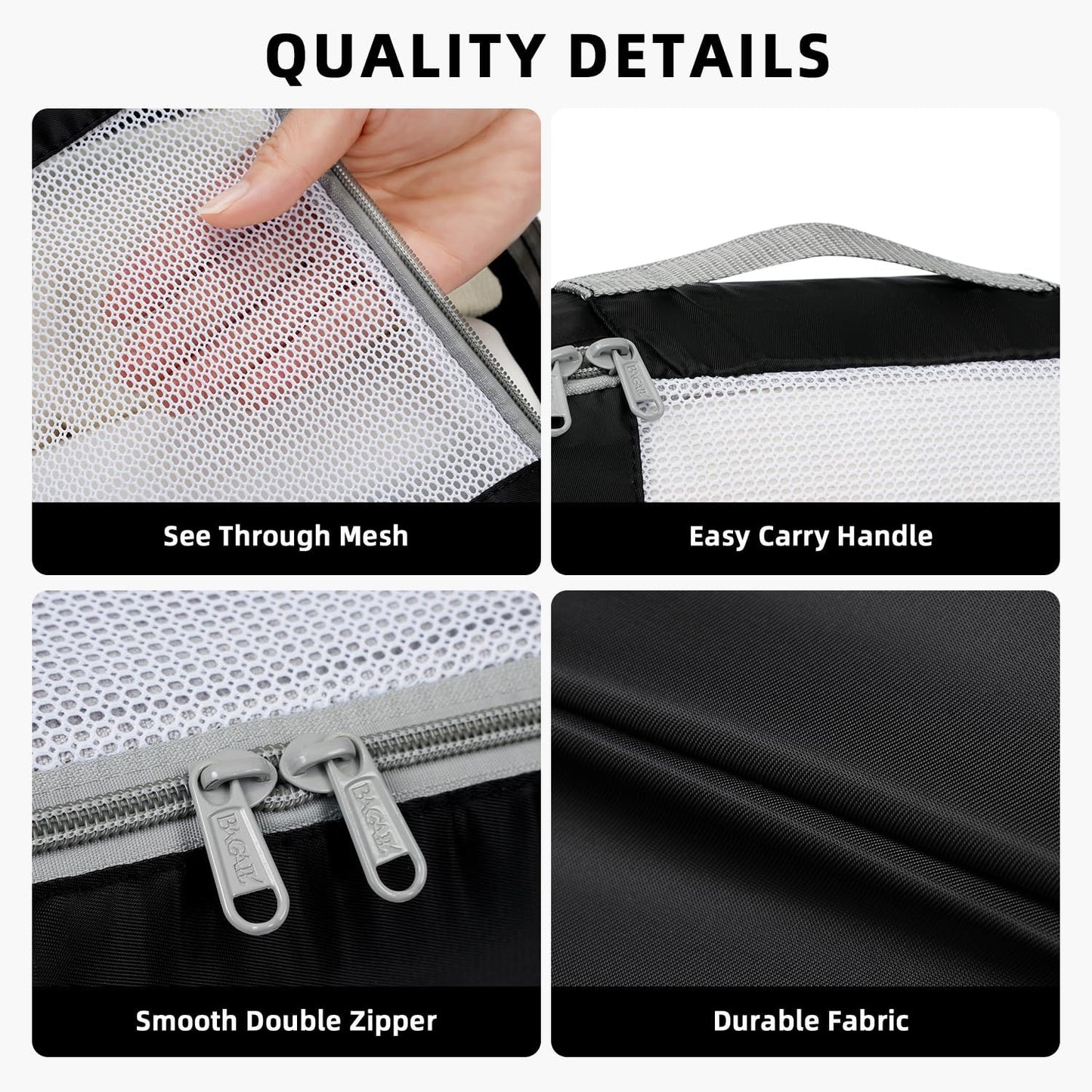 BAGAIL 6 Set/8 Set/10 Set Packing Cubes Various Sizes Packing Organizer for Travel Accessories Luggage Carry On Suitcase