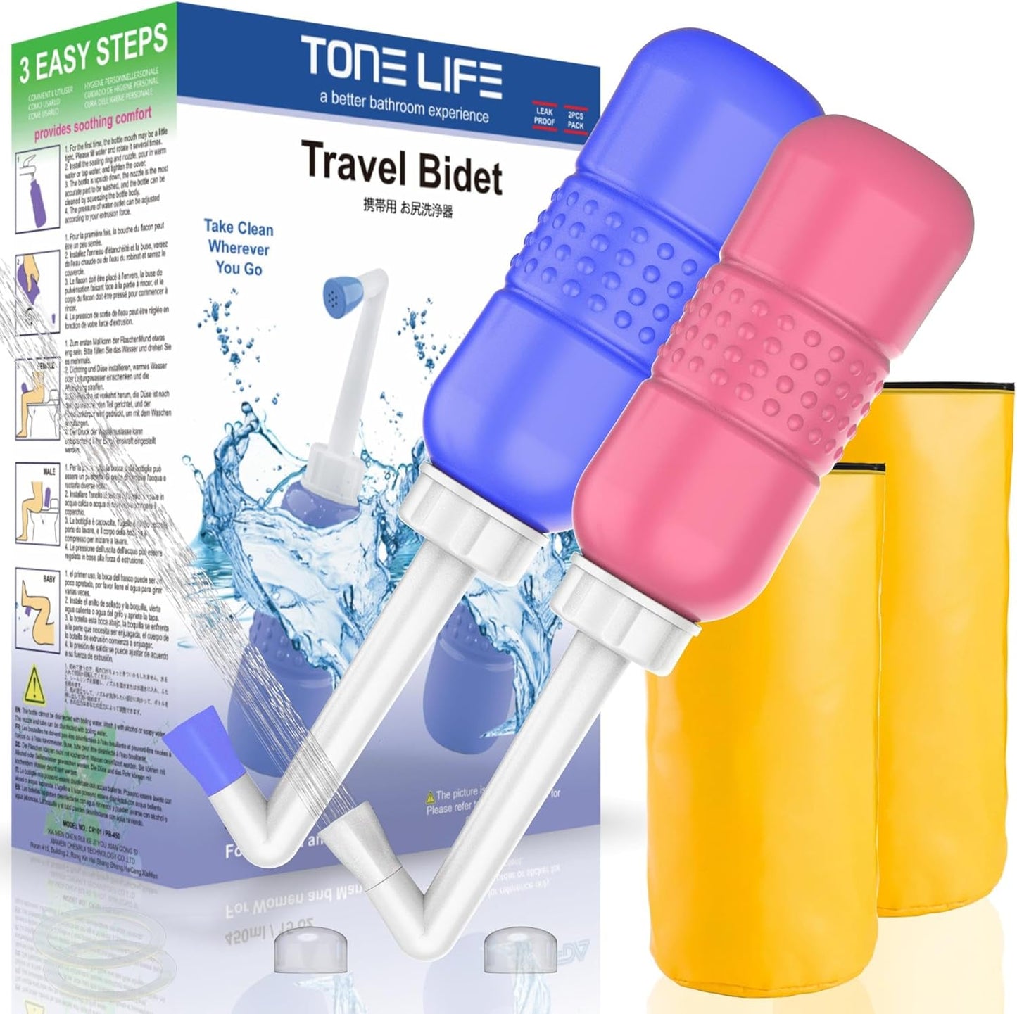 2pcs Portable Bidet Travel Bidet Bottle 450ml Peri Bottle for Postpartum Essentials Perineal Recovery, Feminine Care ,Hemmoroid Treatment,Baby, Women or Bedridden Patient