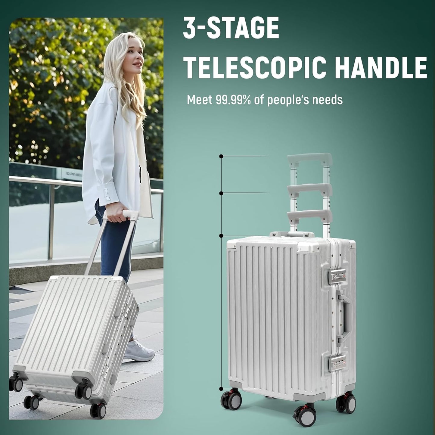 UrbanExporer 24 Inch Check In Hardside Zipperless Luggage with TSA Locks – Aluminum Frame Suitcase with Spinner Wheels, Cup Holder, Lightweight Travel Luggage for Business & Leisure Trips, Sliver