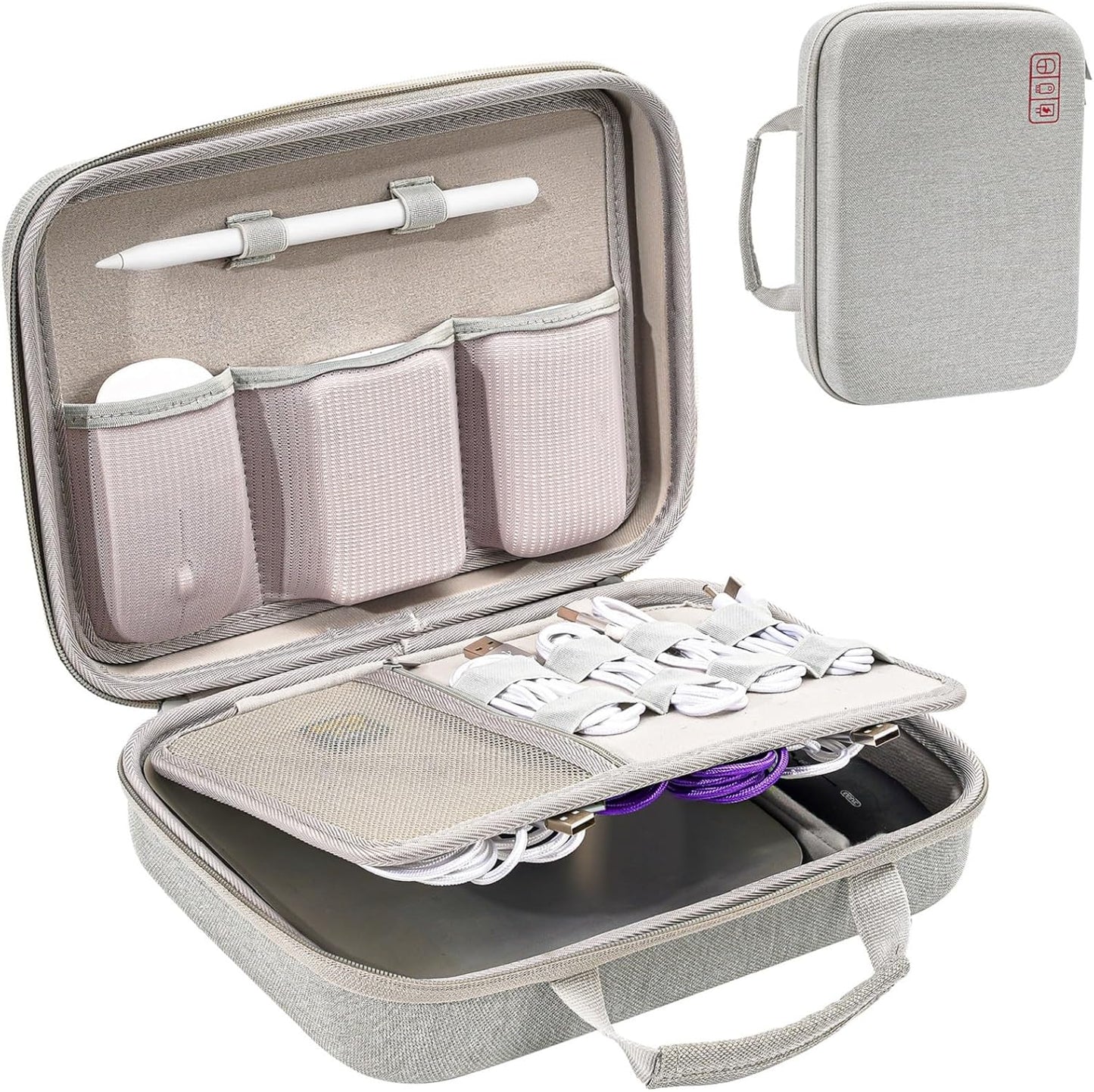 ProCase Hard Travel Electronic Organizer Case for MacBook Power Adapter Chargers Cables Power Bank Apple Magic Mouse Apple Pencil USB Flash Disk SD Card Small Portable Accessories Bag