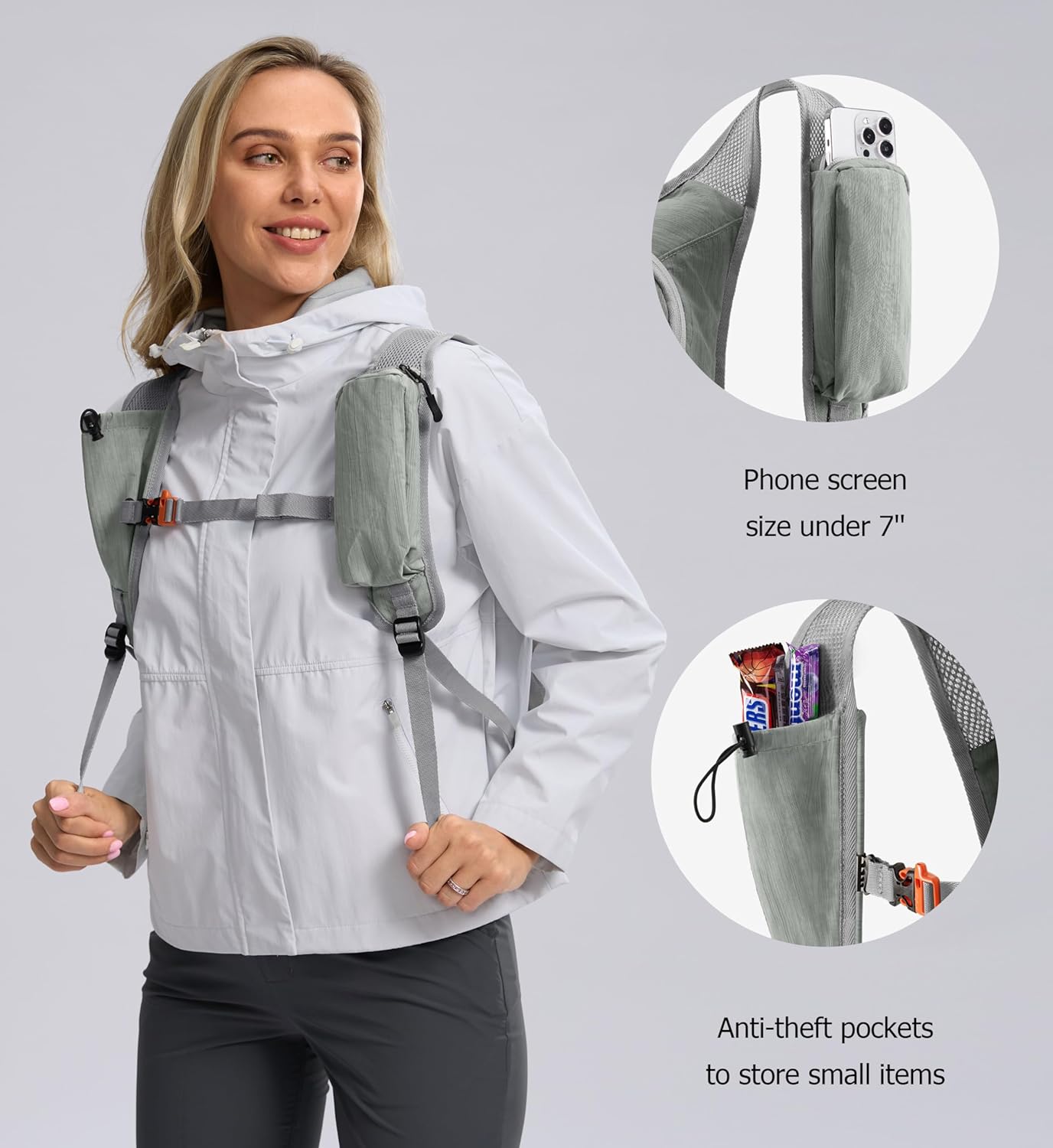 10L Small Hiking Backpack Travel Daypack Lightweight Packable Back Pack for Women Men(Light Grey)