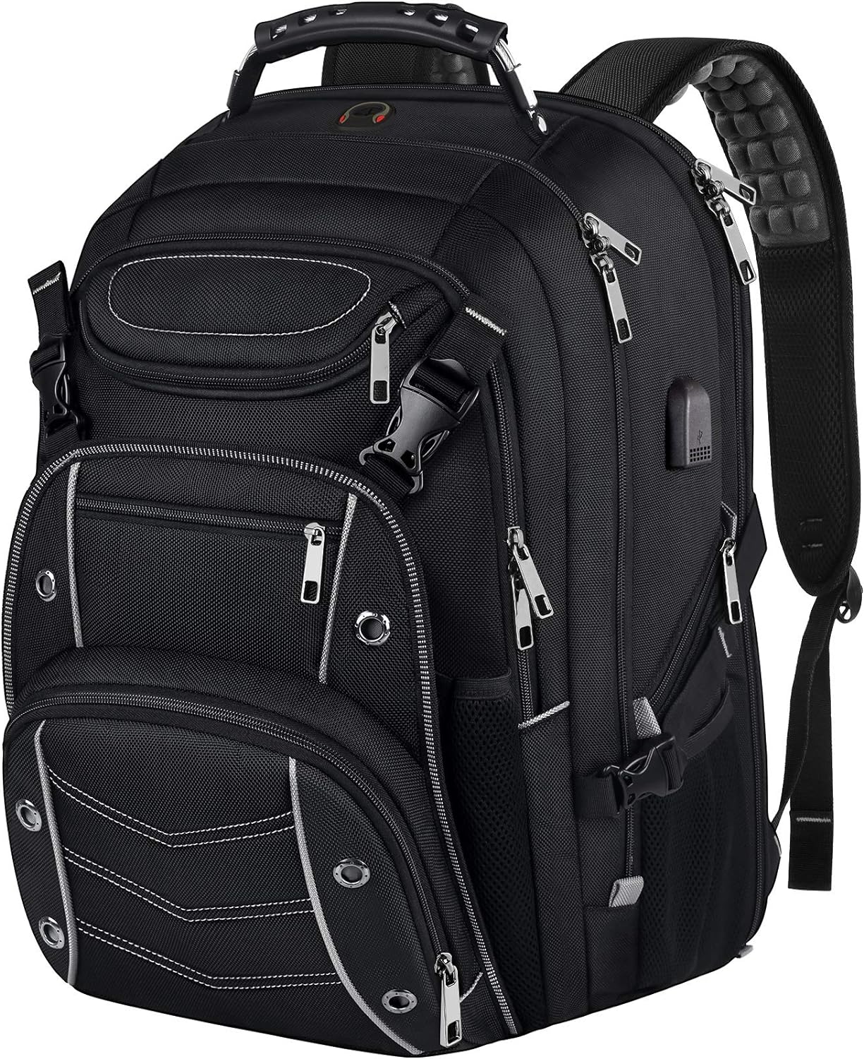 VECKUSON 18.4 Laptop Backpack for unisex, 60L Extra Large Gaming Laptops Back Bag with USB Charger Port,TSA Friendly Flight Approved and RFID Anti-Theft Pocket Heavy-duty Pack,21.3*15.7*11.8inch Grey