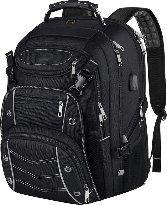 VECKUSON 18.4 Laptop Backpack for unisex, 60L Extra Large Gaming Laptops Back Bag with USB Charger Port,TSA Friendly Flight Approved and RFID Anti-Theft Pocket Heavy-duty Pack,21.3*15.7*11.8inch Grey