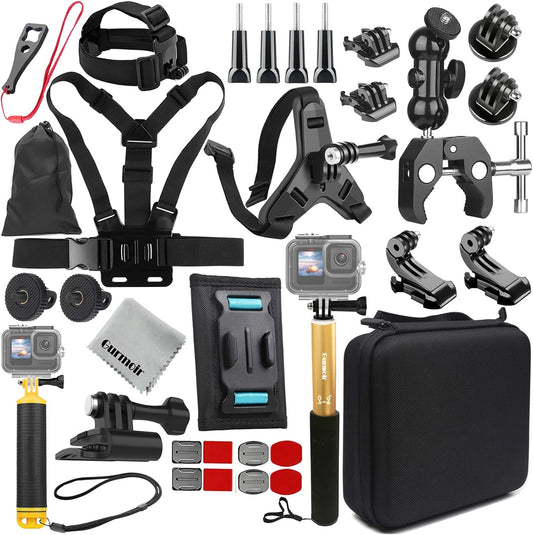Gurmoir Accessory Kit for Osmo Action 5 pro 4/Insta 360 X5 X4 X3/Go Pro Hero13 12/Gopro Max 2/, Bike Mount/Hat Clip/Helmet Strap/Backpack Mount kit for Gopro/Osmo Action/Insta 360(DT18)
