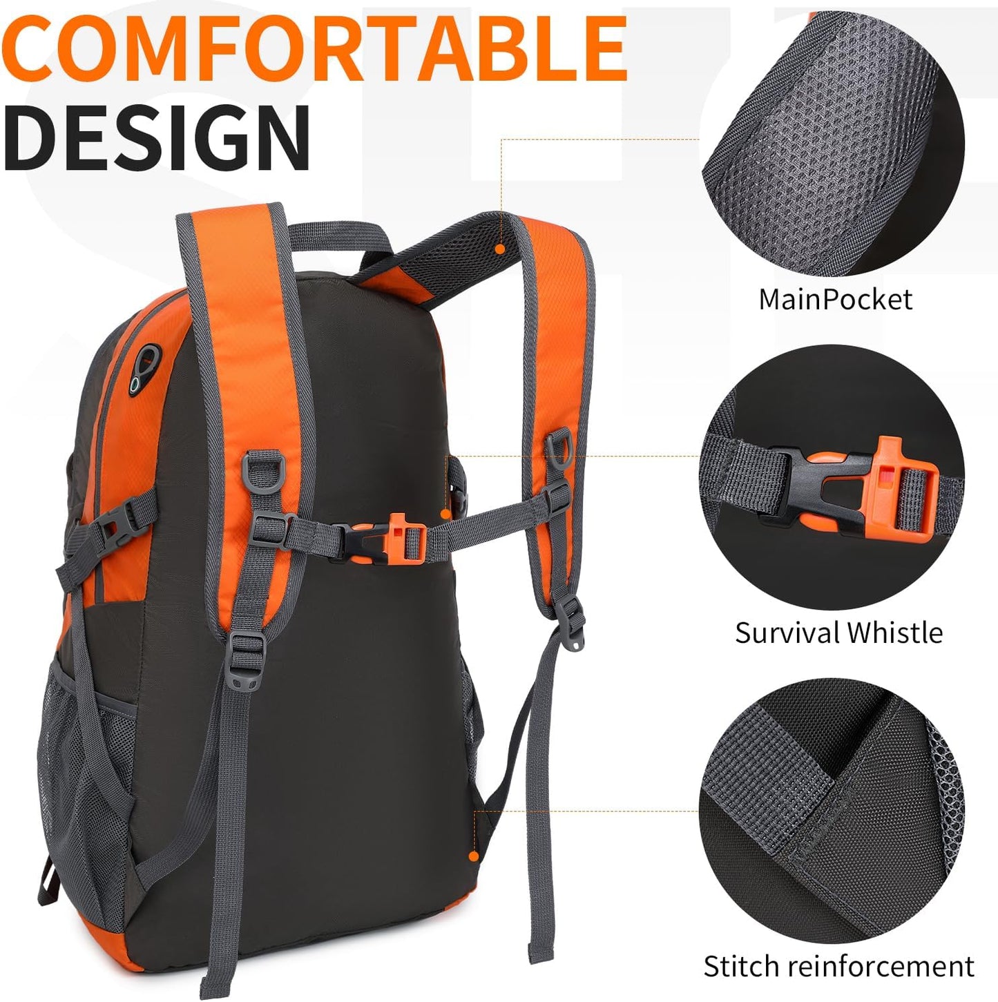 40L Hiking Backpack Lightweight Daypack Waterproof Travel Camping Backpack for Men Women Sport Packable
