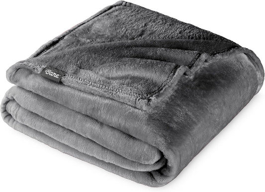 Bare Home Fleece Blanket - Throw Extra Long - Ultra-Soft Lightweight for Bed, Sofa, and Couch - Luxury Microplush - Cozy Warm Blanket (Throw XL, Grey)