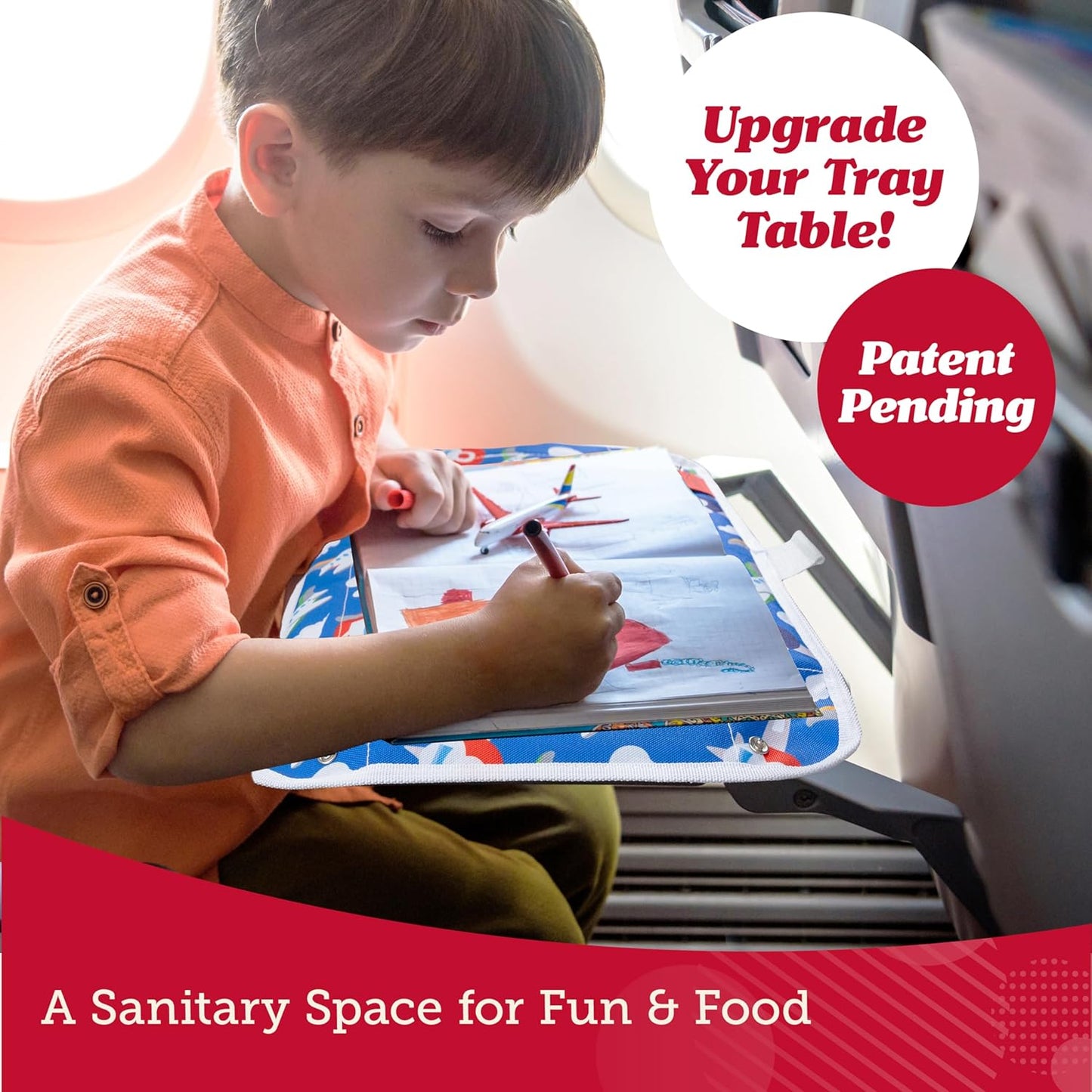 Lusso Gear Airplane Tray Table Cover for Kids - Mermaids Pattern - Toddler Airplane Travel Essentials & Snack & Tablet Organizer - Plane Activities for Toddlers 1-3
