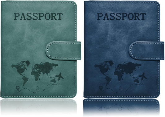 Passport Holder for Travel Essentials, 2 Pack Rfid Passport Cover for Women Men