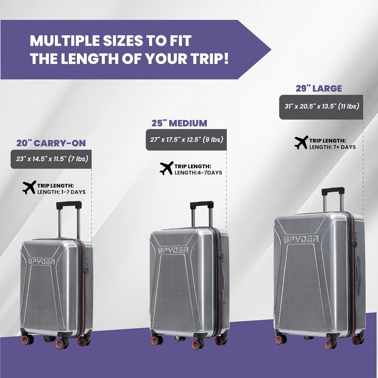 Spyder Traverse 29 Inch Large Expandable Hardside Upright Suitcase with 360° Spinner Wheels, TSA Approved Lock, Silver